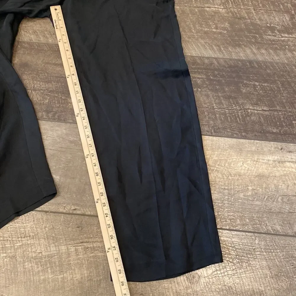 NWT J CREW Black Hi Waist Wide Leg Cupro Viscose Trouser 14